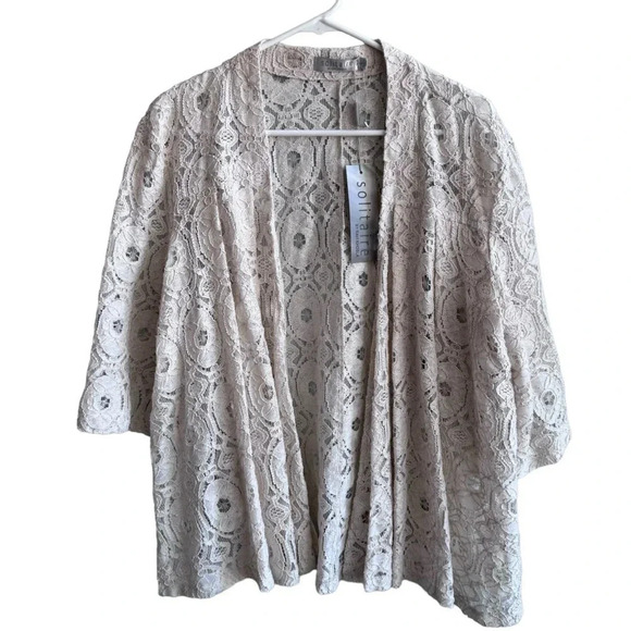 Anthropologie Solitaire Ravi Khosla Cotton Crochet Lace Open Jacket size L - Picture 2 of 12